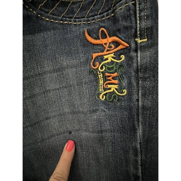 Akademiks Girls Juniors Jeans Size 16 VINTAGE Y2K Embroidered Flaps Straight - Picture 2 of 10